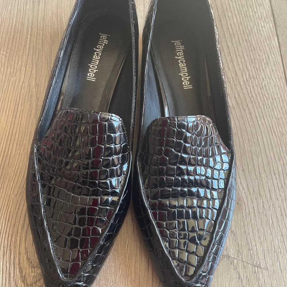 Jeffrey Campbell Viona Embossed Patent Leather Pointy Toe Loafer